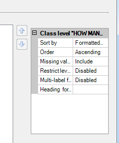 Window on right of Summary Tables window with format option