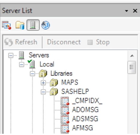 Server list in Enterprise Guide