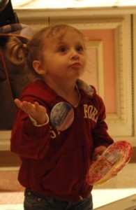 Eva with huge lollipop