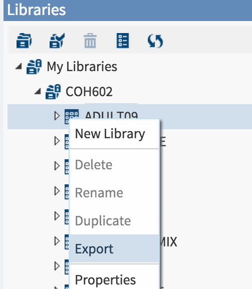 export option  from  libraries