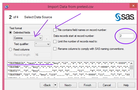 boxes to check in import data menu