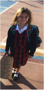 Eva in school uniform