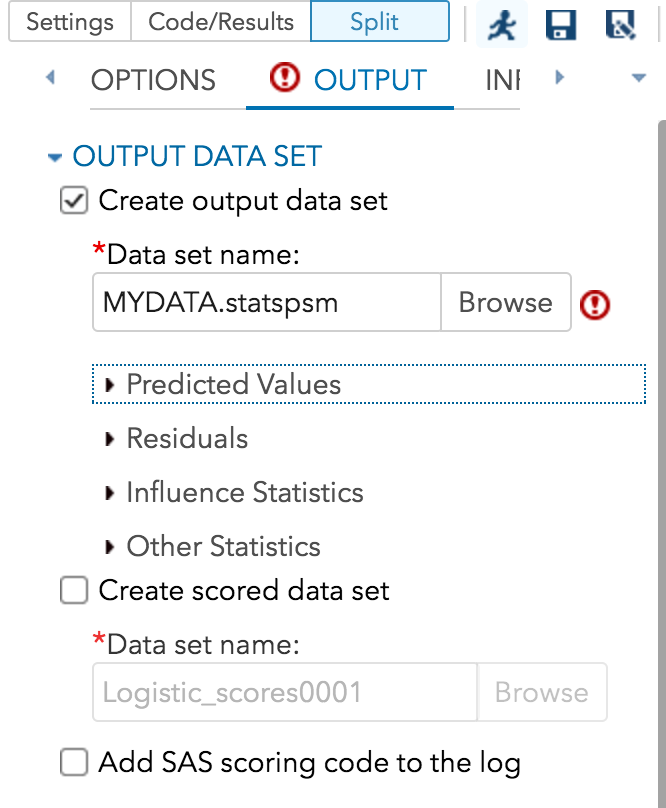 create output data set