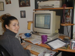 Maria at computer