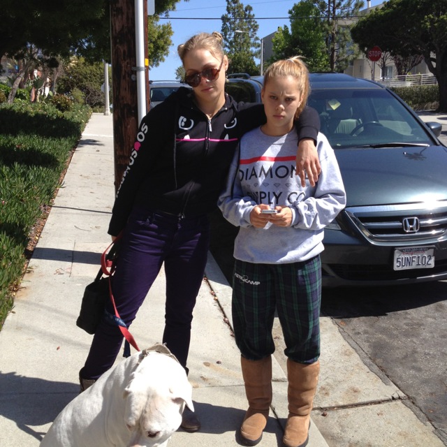 My kids and one of my kid's dog. What real 10x engineers laptop backgrounds look like